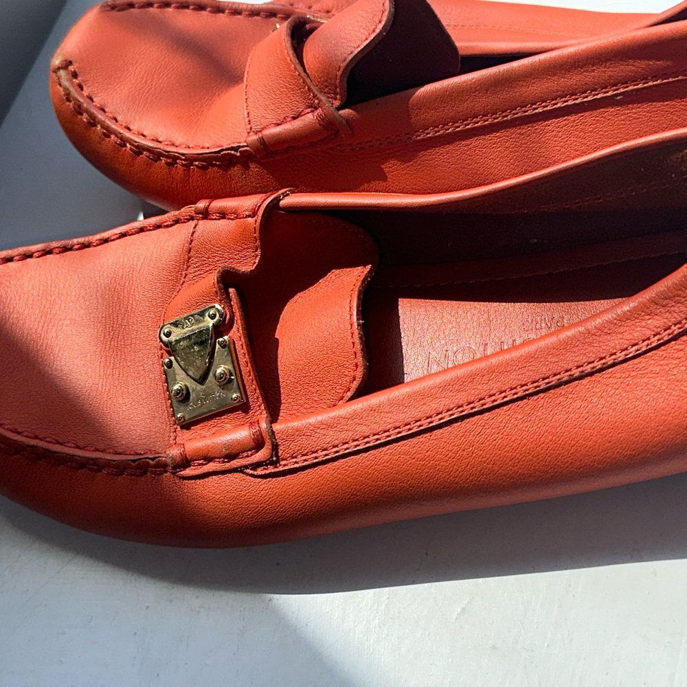 Louis Vuitton Orange Leather Loafers - Size 7 - Picture 7 of 16